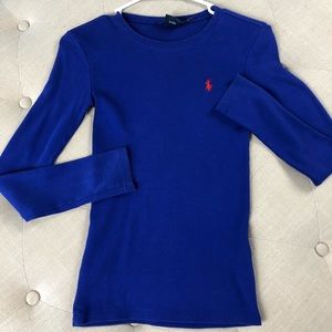Tight royal blue long sleeve polo Ralph Lauren